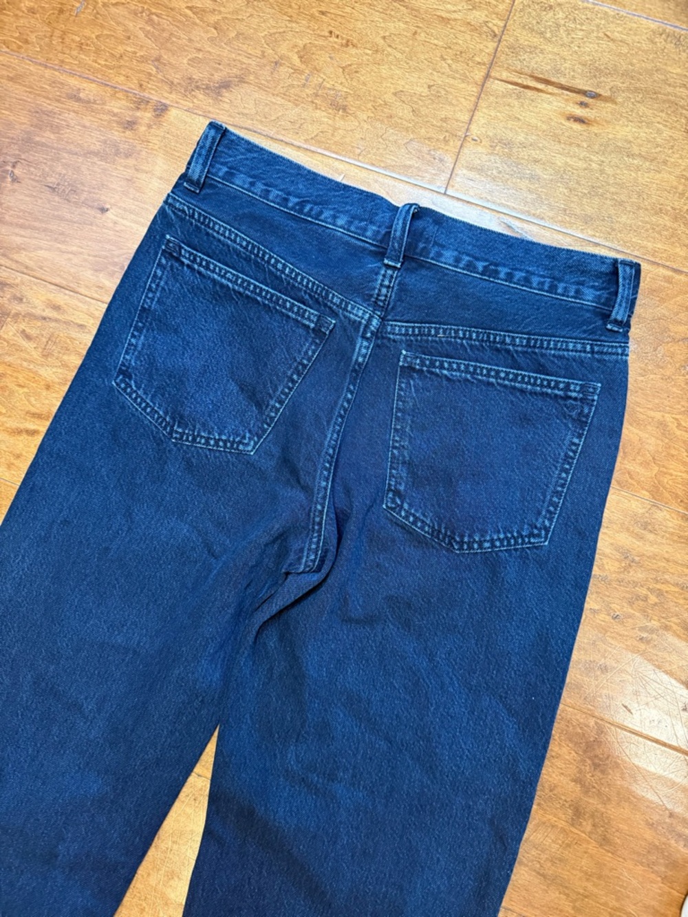 Madewell Low Rise Baggy Wide Leg Jeans Dark Indigo Button Fly 25 - Picture 10 of 11
